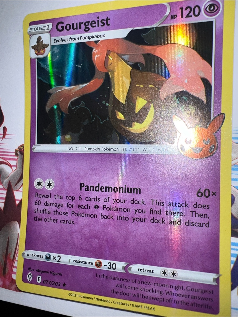 Pokemon Gourgeist Holographic Trading Card - Purple, Yellow